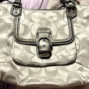 Basically New !! COACH Beautiful fabric handbag with great organization inside